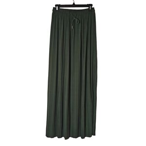 New Mix Green Pleated Maxi Skirt Elastic Waist One Size